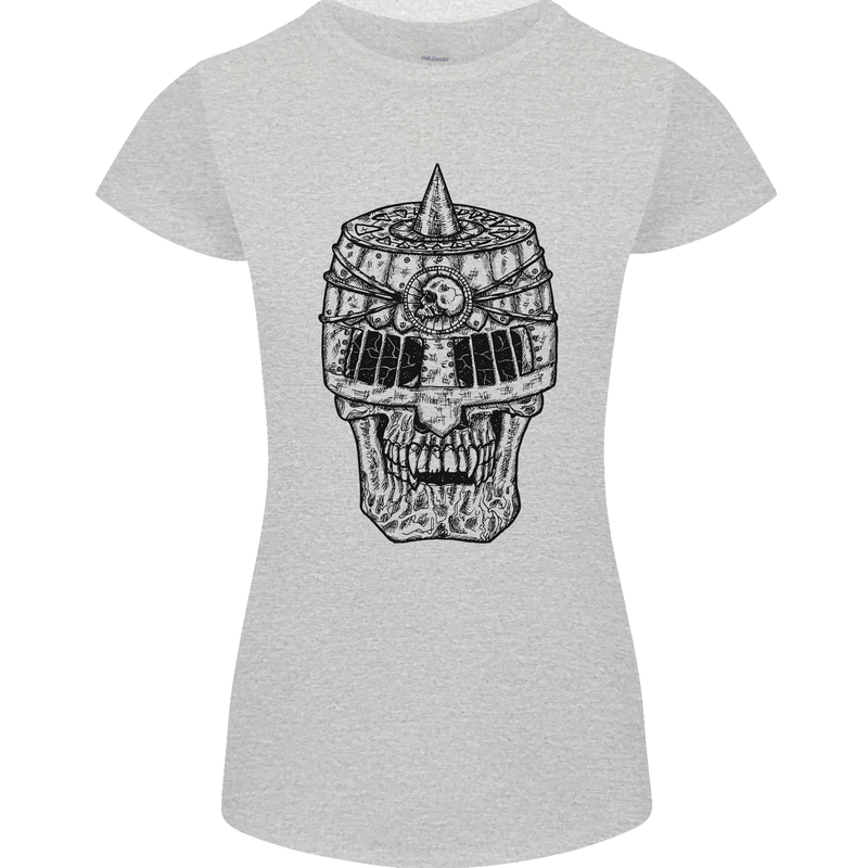 Medieval Skull Helmet Womens Petite Cut T-Shirt Sports Grey