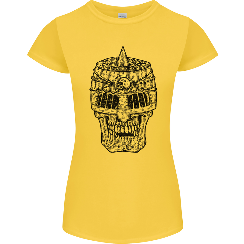 Medieval Skull Helmet Womens Petite Cut T-Shirt Yellow