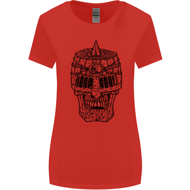 Medieval Skull Helmet Womens Wider Cut T-Shirt Red