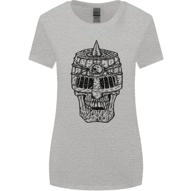 Medieval Skull Helmet Womens Wider Cut T-Shirt Sports Grey