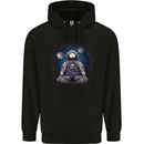 Meditating Astronaut Yoga Space Planets Childrens Kids Hoodie Black