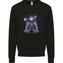 Meditating Astronaut Yoga Space Planets Kids Sweatshirt Jumper Black
