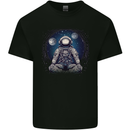 Meditating Astronaut Yoga Space Planets Kids T-Shirt Childrens Black