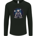 Meditating Astronaut Yoga Space Planets Mens Long Sleeve T-Shirt Black