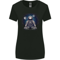 Meditating Astronaut Yoga Space Planets Womens Wider Cut T-Shirt Black