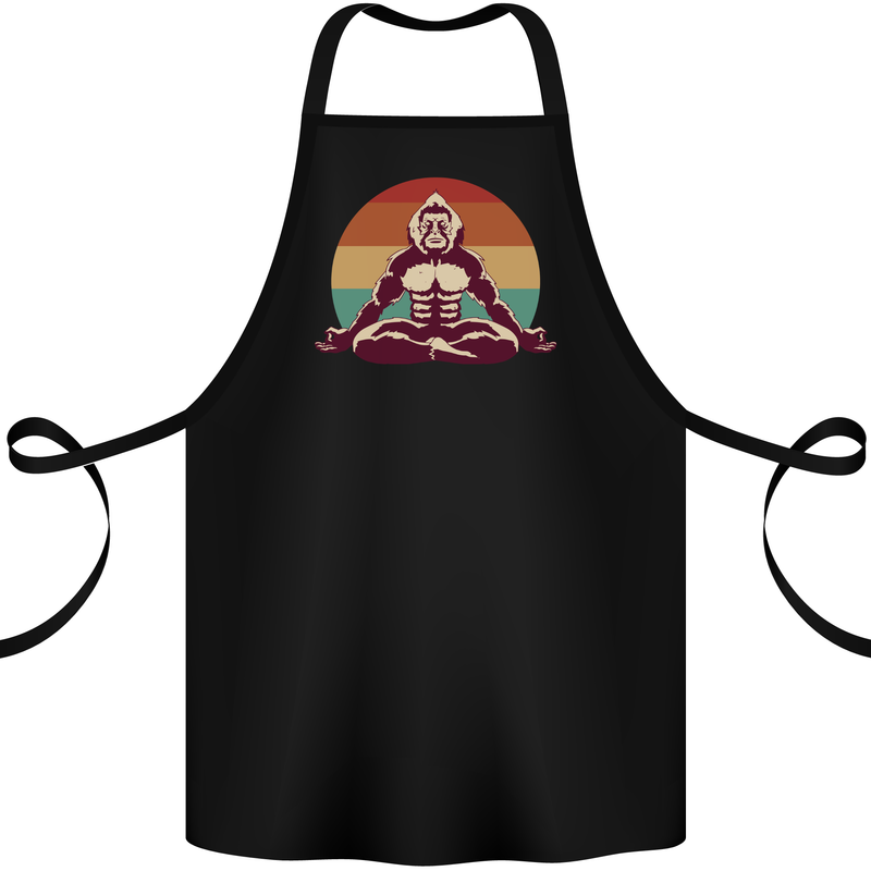 Meditating Bigfoot Yoga Cotton Apron 100% Organic Black