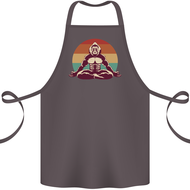Meditating Bigfoot Yoga Cotton Apron 100% Organic Dark Grey