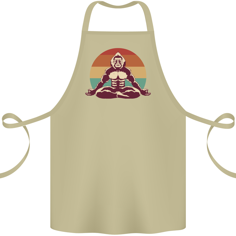 Meditating Bigfoot Yoga Cotton Apron 100% Organic Khaki