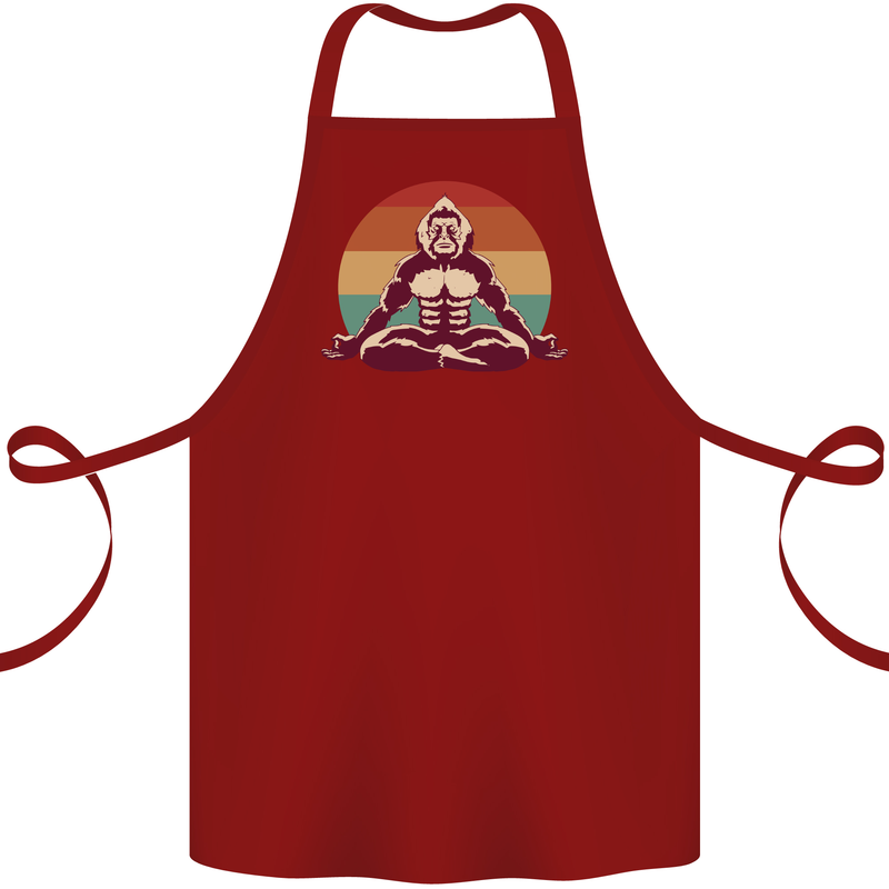 Meditating Bigfoot Yoga Cotton Apron 100% Organic Maroon