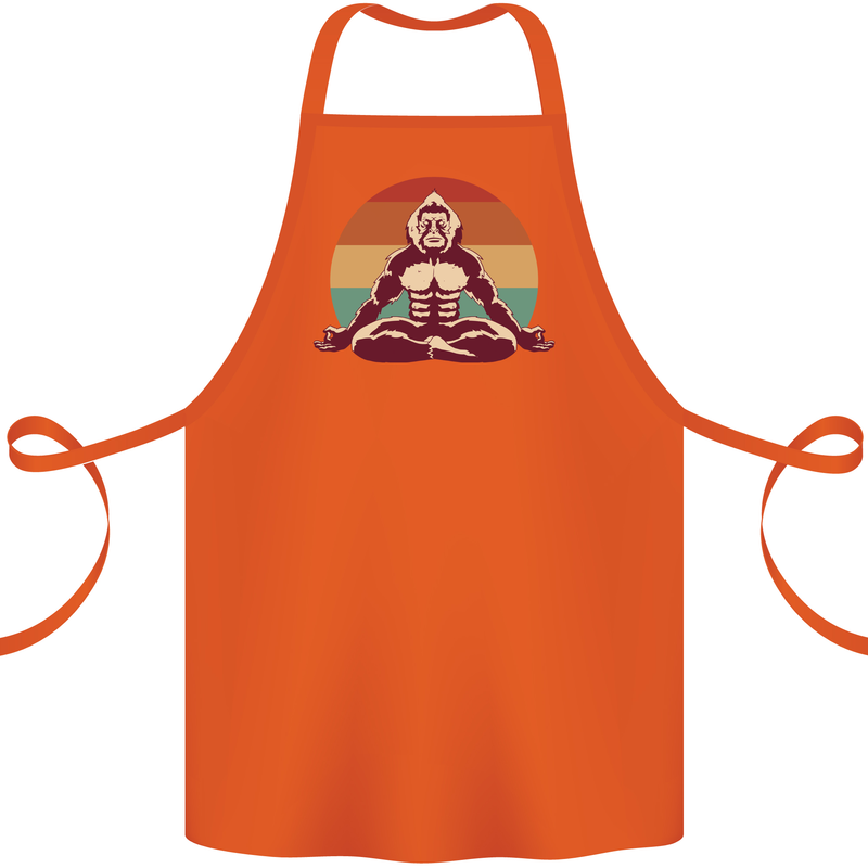 Meditating Bigfoot Yoga Cotton Apron 100% Organic Orange