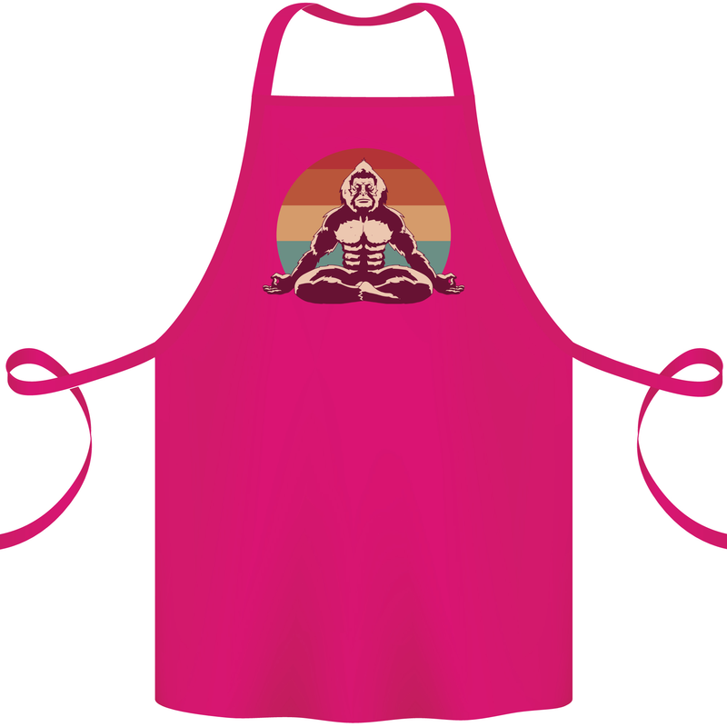 Meditating Bigfoot Yoga Cotton Apron 100% Organic Pink