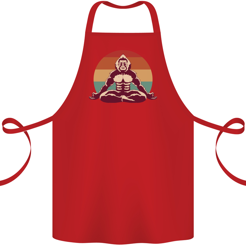 Meditating Bigfoot Yoga Cotton Apron 100% Organic Red