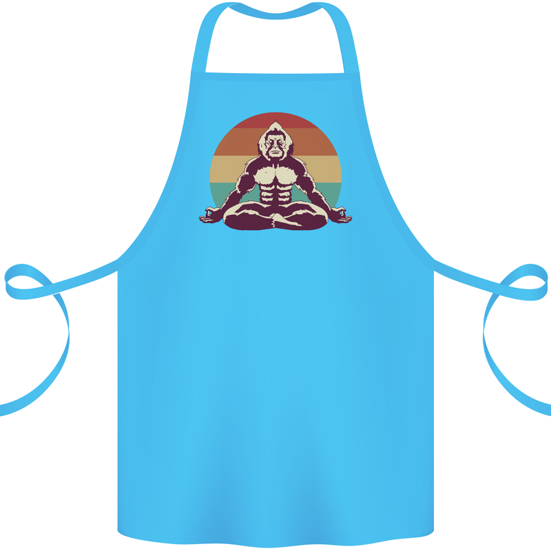 Meditating Bigfoot Yoga Cotton Apron 100% Organic Turquoise