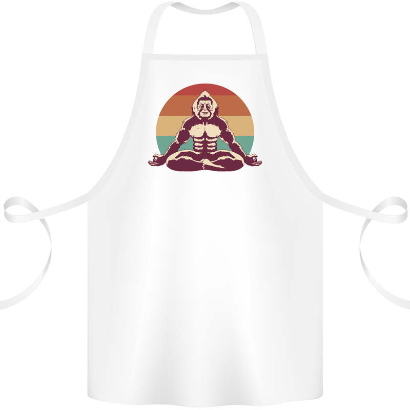 Meditating Bigfoot Yoga Cotton Apron 100% Organic White