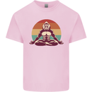 Meditating Bigfoot Yoga Kids T-Shirt Childrens Light Pink