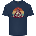 Meditating Bigfoot Yoga Kids T-Shirt Childrens Navy Blue