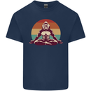 Meditating Bigfoot Yoga Kids T-Shirt Childrens Navy Blue