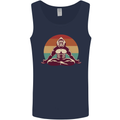 Meditating Bigfoot Yoga Mens Vest Tank Top Navy Blue