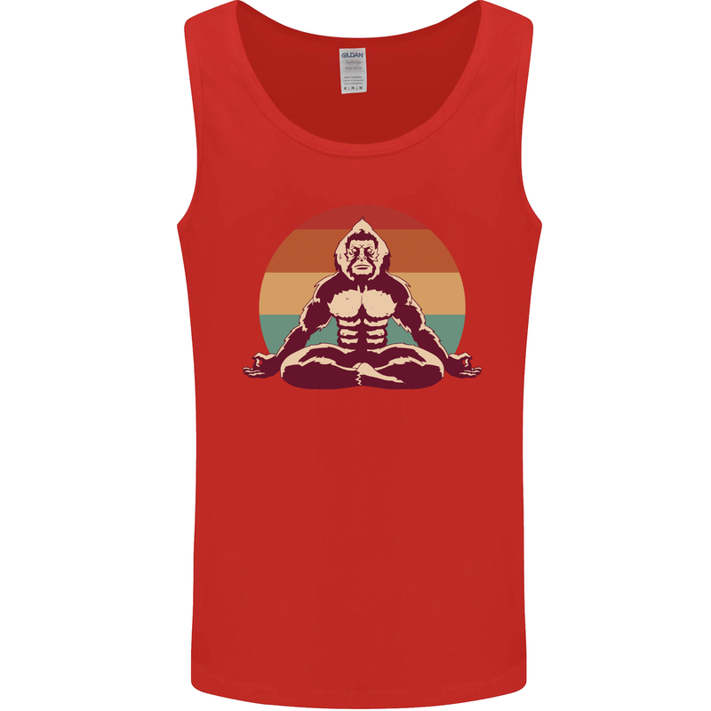 Meditating Bigfoot Yoga Mens Vest Tank Top Red