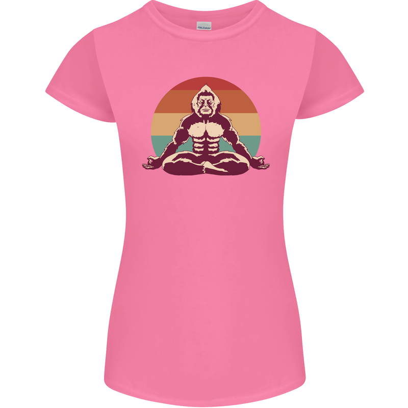 Meditating Bigfoot Yoga Womens Petite Cut T-Shirt Azalea