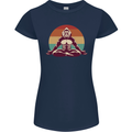 Meditating Bigfoot Yoga Womens Petite Cut T-Shirt Navy Blue