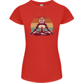 Meditating Bigfoot Yoga Womens Petite Cut T-Shirt Red