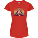 Meditating Bigfoot Yoga Womens Petite Cut T-Shirt Red