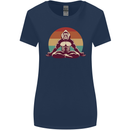 Meditating Bigfoot Yoga Womens Wider Cut T-Shirt Navy Blue