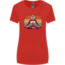 Meditating Bigfoot Yoga Womens Wider Cut T-Shirt Red