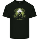Meditating Monkey Spiritual Yoga Mens Cotton T-Shirt Tee Top Black