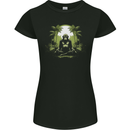 Meditating Monkey Spiritual Yoga Womens Petite Cut T-Shirt Black