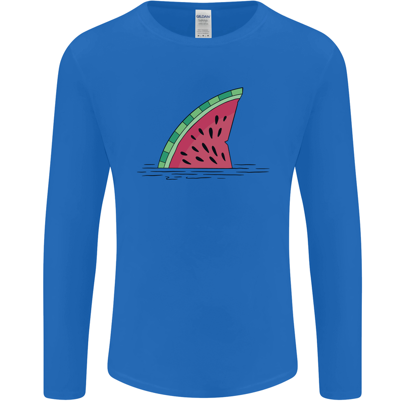 Melon Shark Fin Mens Long Sleeve T-Shirt Royal Blue