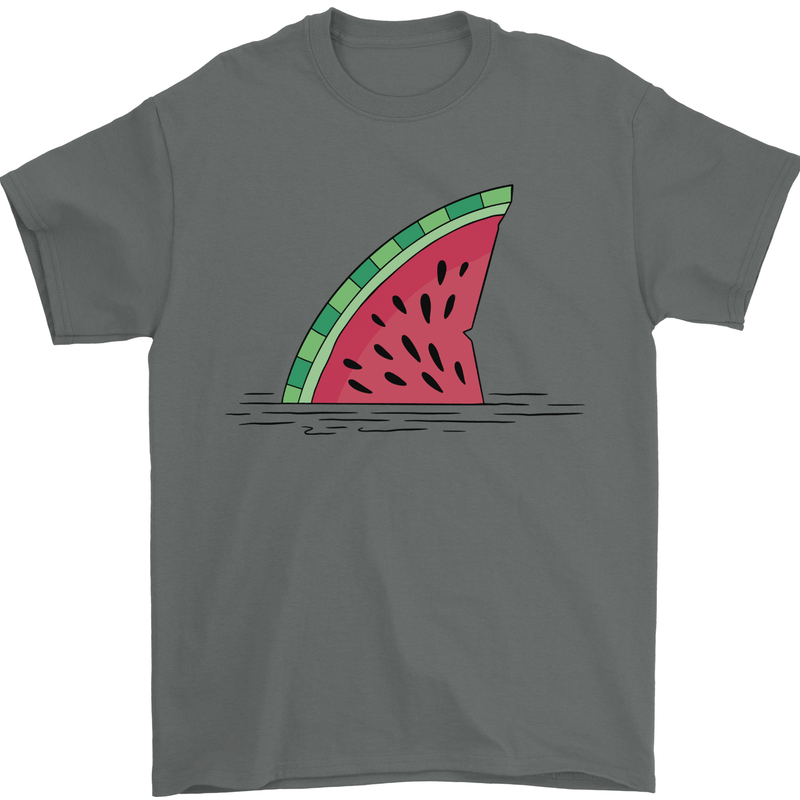 Melon Shark Fin Mens T-Shirt 100% Cotton Charcoal