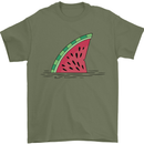 Melon Shark Fin Mens T-Shirt 100% Cotton Military Green