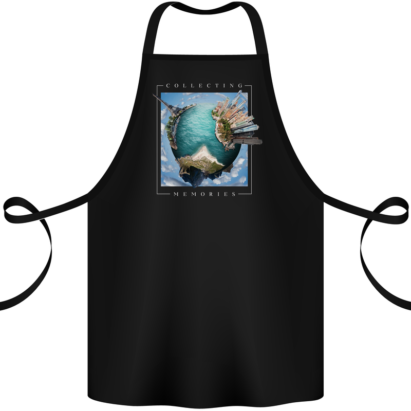 Memories World Travel Traveller Travelling Map Cotton Apron 100% Organic Black