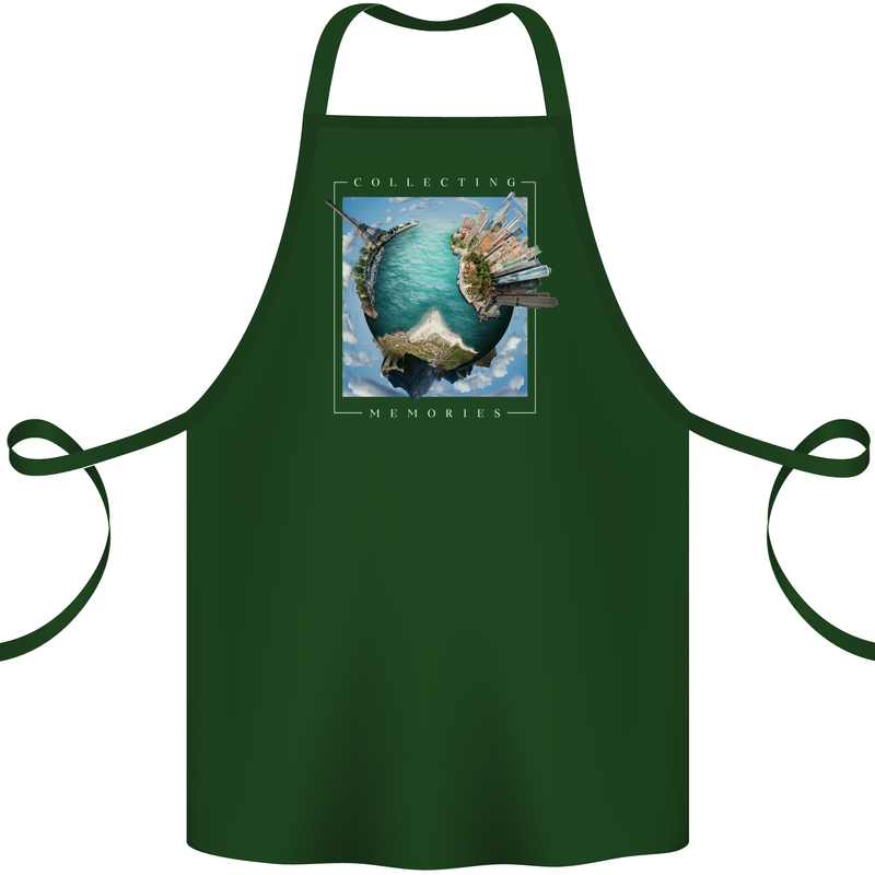 Memories World Travel Traveller Travelling Map Cotton Apron 100% Organic Forest Green