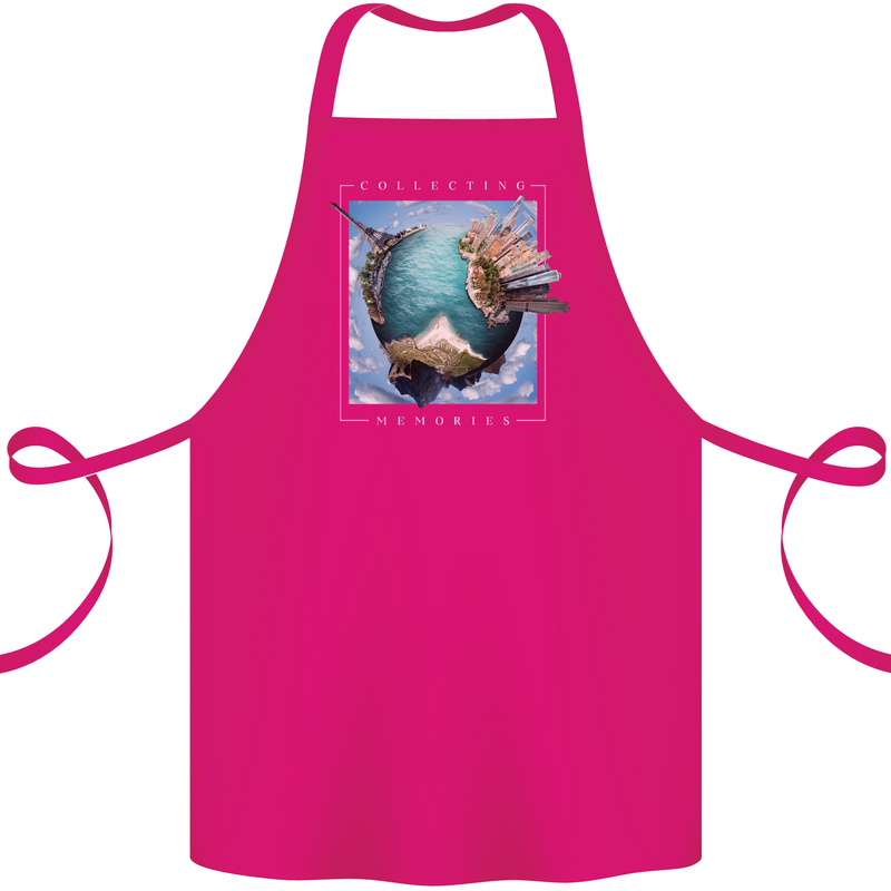 Memories World Travel Traveller Travelling Map Cotton Apron 100% Organic Pink