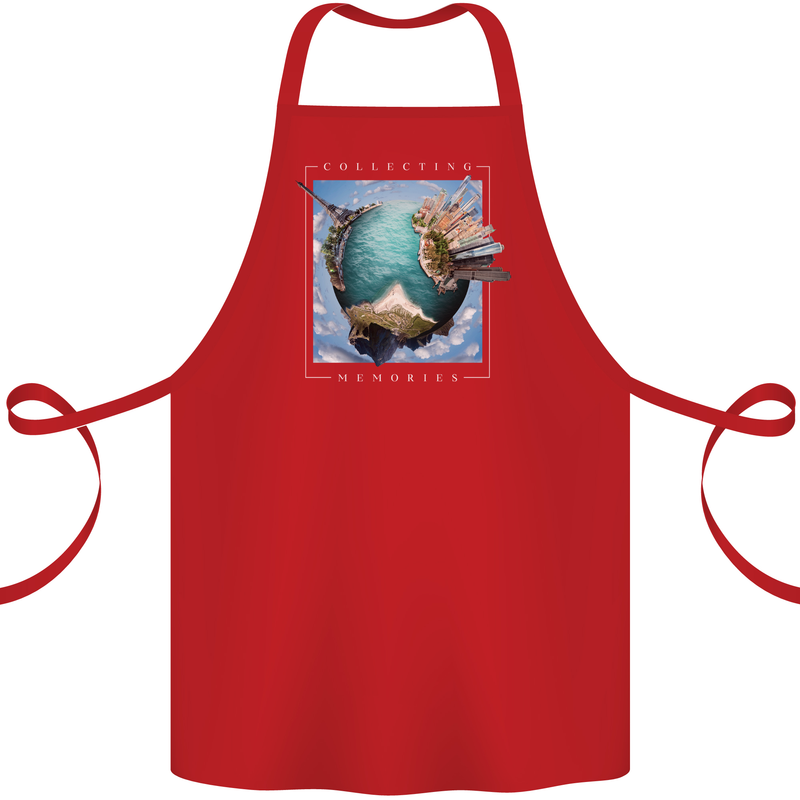 Memories World Travel Traveller Travelling Map Cotton Apron 100% Organic Red