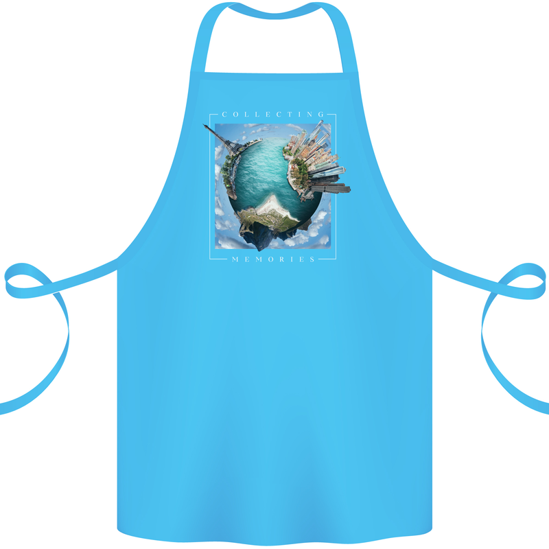 Memories World Travel Traveller Travelling Map Cotton Apron 100% Organic Turquoise
