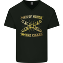 Men of Honor Smoke Cigars Mens V-Neck Cotton T-Shirt Black