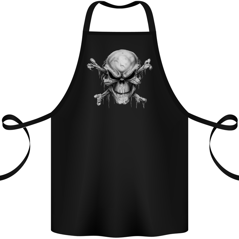 Menacing Demon Skull Cotton Apron 100% Organic Black