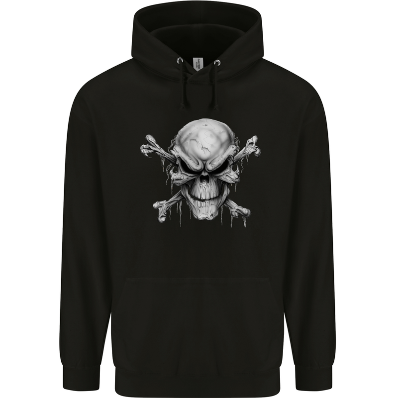 Menacing Demon Skull Mens 80% Cotton Hoodie Black