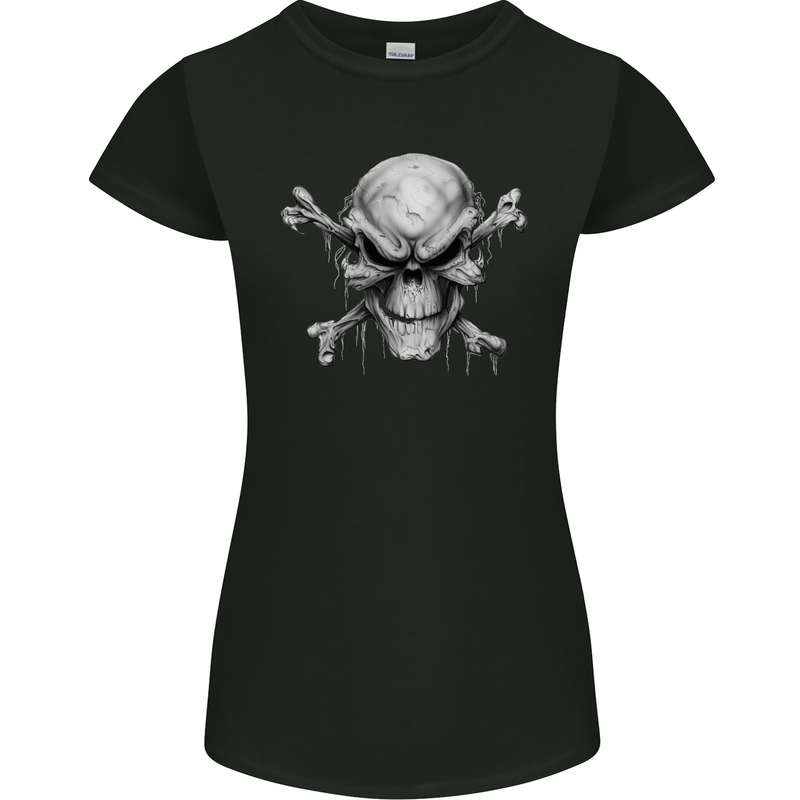 Menacing Demon Skull Womens Petite Cut T-Shirt Black