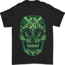 Mental Health Awareness Skull Green Ribbon Mens T-Shirt 100% Cotton Black