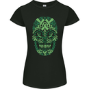 Mental Health Awareness Skull Green Ribbon Womens Petite Cut T-Shirt Black