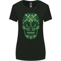 Mental Health Awareness Skull Green Ribbon Womens Wider Cut T-Shirt Black