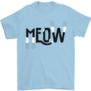 Meow Funny Cat Claws Mens T-Shirt 100% Cotton Light Blue