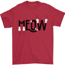 Meow Funny Cat Claws Mens T-Shirt 100% Cotton Red