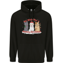 Meowy Christmas Funny Xmas Cat Childrens Kids Hoodie Black