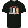 Meowy Christmas Funny Xmas Cat Kids T-Shirt Childrens Black